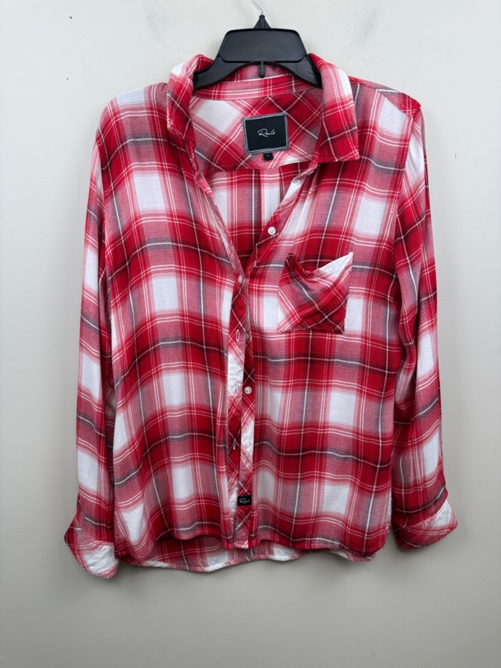 Rails red and white checkered button up shirt large